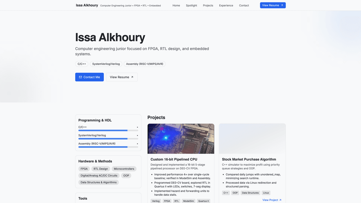 Portfolio example - clean professional layout
